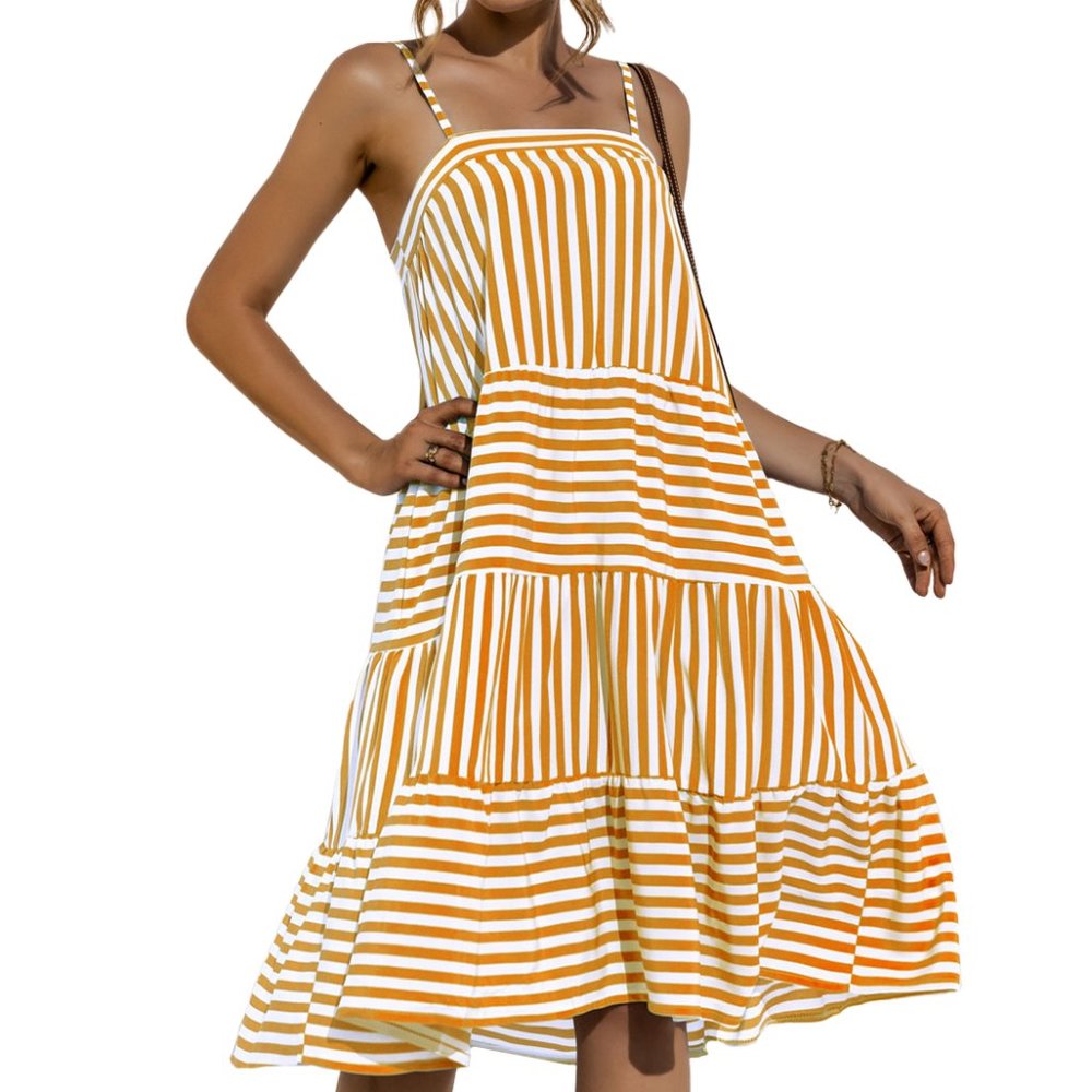Striped Spring Ruffle Babydoll Dress - Picture 2 of 7